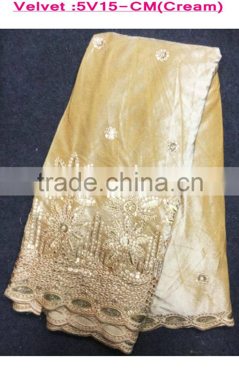 2015 popular style African velvet lace with sequins for girl dresses