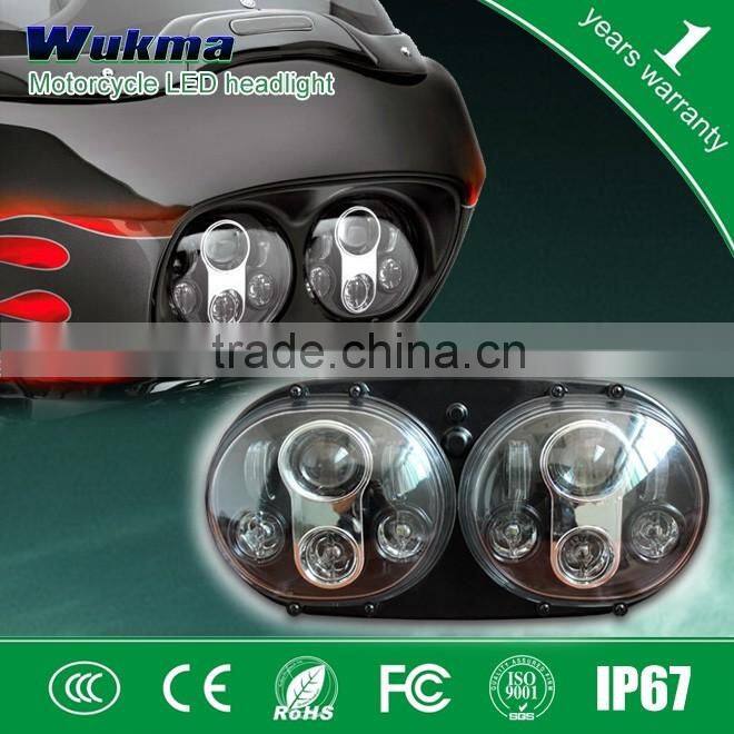 Harley accessory - LED Dual road glide motorcycle headlight 45w*2, harley Motorcycle parts 12v DOT approved