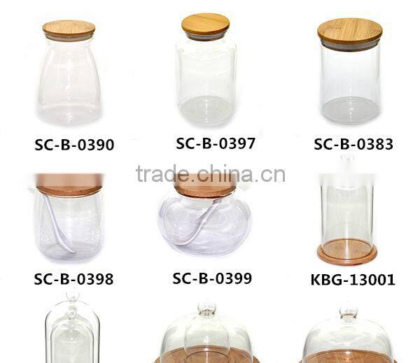 High quality nice design glass jar cooking pot with spoon