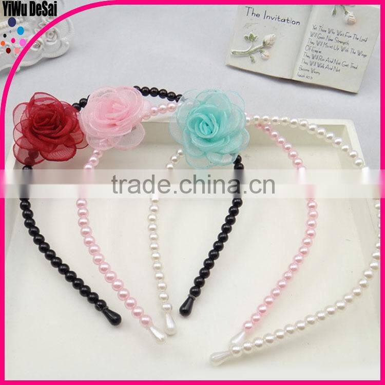 Fashion Rose Flower Headbands for Girls Pearls Headbands