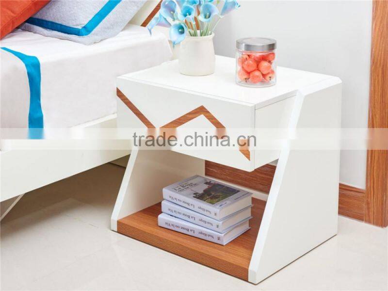 Modern wooden shining white eco friendly Single Bedroom Set Furniture/chilldrenn bedroom furniture set