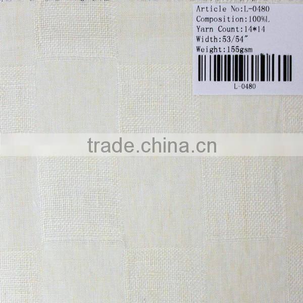 14*14 100% linen dobby yarn dyed fabric