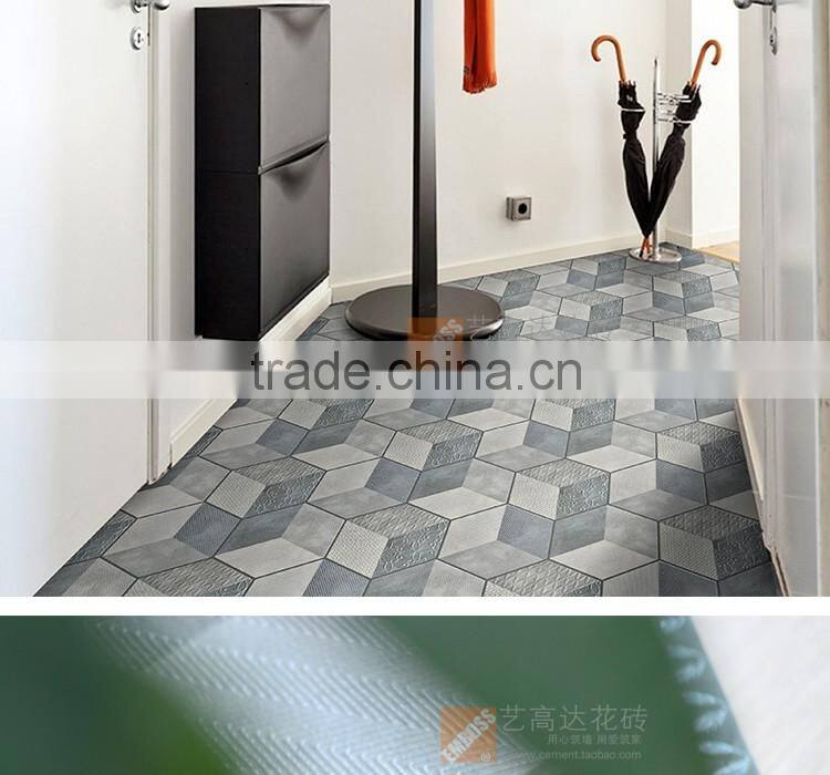 EMBOSS 100*200*175mm grey color hexagon tile porcelain mosaic floor tile