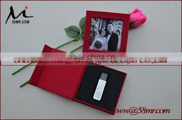 Leather-Paper USB Flash Drive Packaging Gift Box Cover with Window