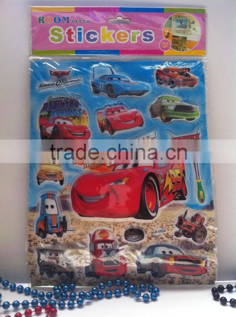 Cangnan factory custom room decor embossing pvc sticker,kids room decor 3d sticker