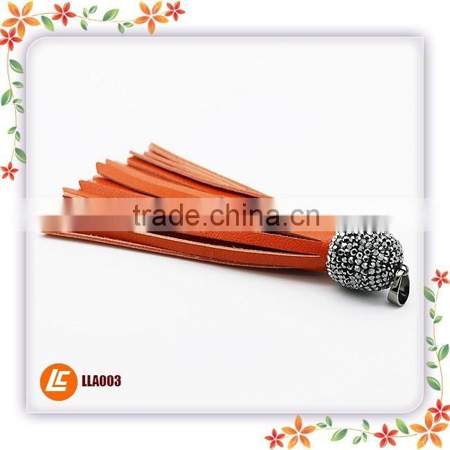 Fashionable female decorative orange cowleather tassel for necklace in 2015