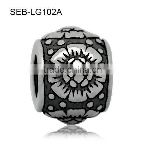 Sunflower Pattern Antique Tone And Gold Plated Stainless Steel Big Hole European Charm Beads Jewelry Accessory SEB-LG102