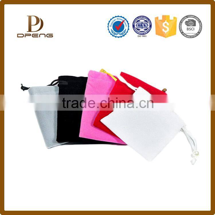 2014 Best selling Custom Double drawstring printed velvet pouch for jewelry