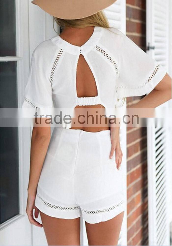 OEM service fashionable design girls stylish top and shorts latest design ladies suits