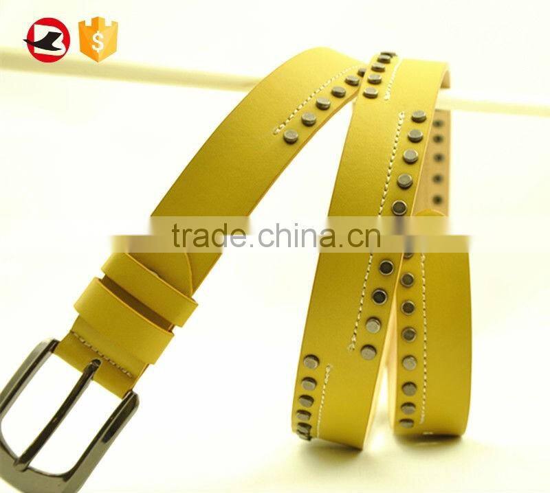 100% Genuine Cow Hide Studded Leather Belt For Women Hot Sale