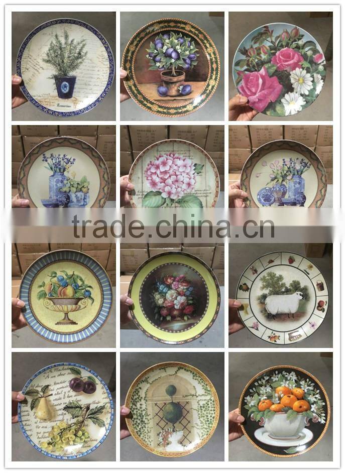 home decor 8 '' round birds custom ceramic plates, decorative grape plates, custom printed ceramic plate