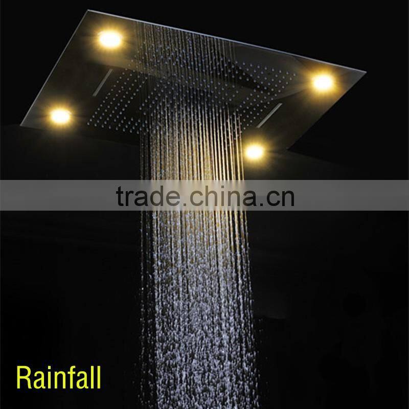 Wholesale modern LED ceiling shower set rainfall waterfall shower head hot cold high flow bath shower mixer bathroom accessories