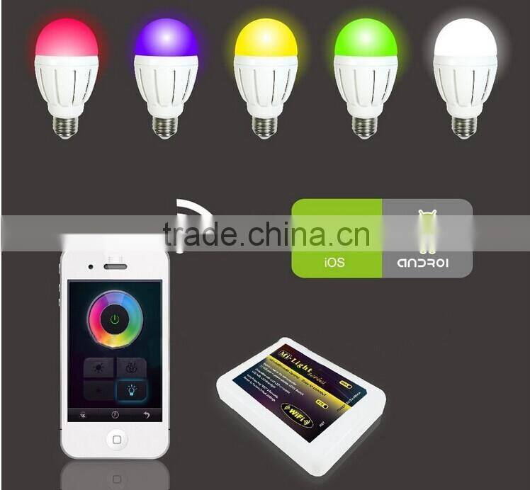 2.4Ghz Wireless RGB White / Warm White 9W LED Bulb Light ,wifi control for Iphone Ipad Android system