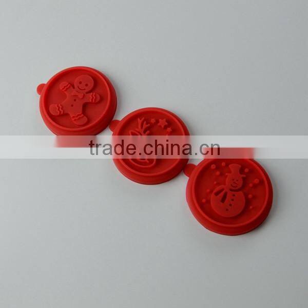 Christmas shaped silicone cookie stamp with wooden handle set
