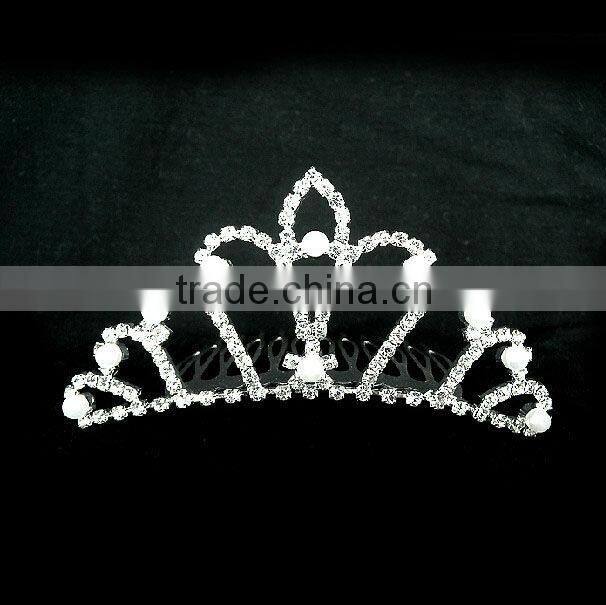 New designs rhinestone pearl tiaras birthday crown design