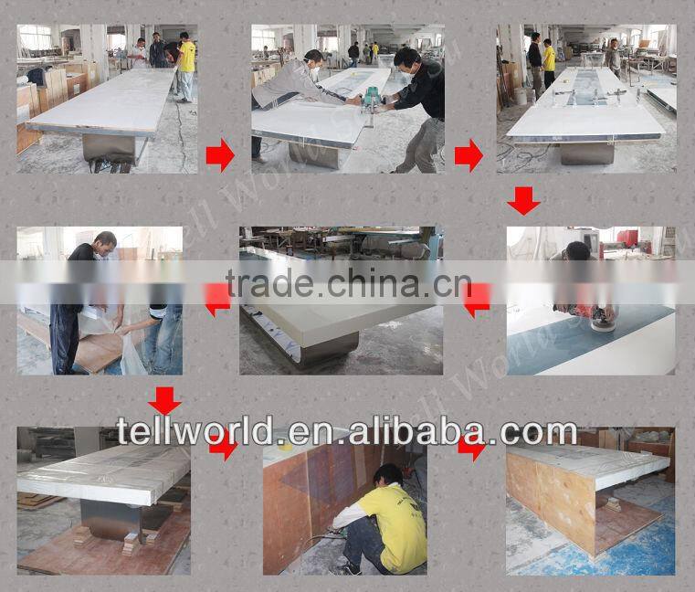 Top design cool Acrylic solid surface high gloss half round office desk