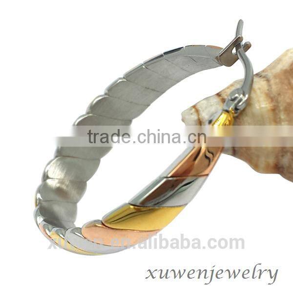 IPG gold plated color stainless steel pressed earrings