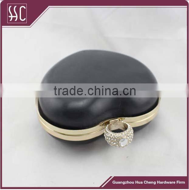 150*123mm heart shape box shell purse frame with rhinestone box clutch frame