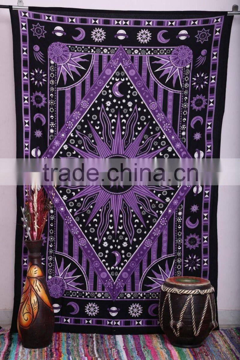 Purple Star Cotton Wall Hanging Tapestry Bedding Bedspread Indian Tapestry Bohemian Tapestry Hippie Wall Tapestry Wholesaler