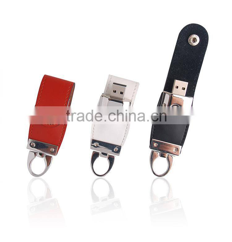 Leather usb flash drives 8gb usb memory stick leather usb pen drive with key chain