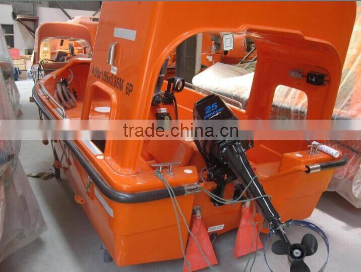Marine Fiberglass Fast Open Rescue Boat/Lifeboat with outboard engine