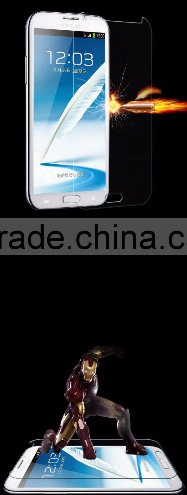 0.33mm HD clear tempered glass screen protector for samsung galaxy Note 2