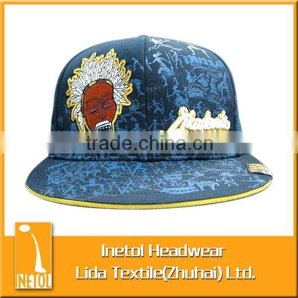 Custom woven label embroidery flat brim cotton cap