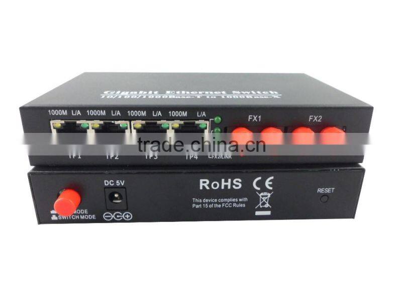 2SFP ports & 4 RJ45 ports fiber optic media converter , 10/100/1000Base fiber optic transceiver