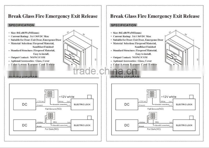 Fire Emergency Exit Swith Button Double PoLe Emergent Exit Button