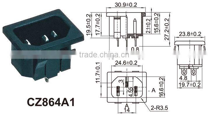 Male vertical power socket,DC adapter Plug,Male DC power connector