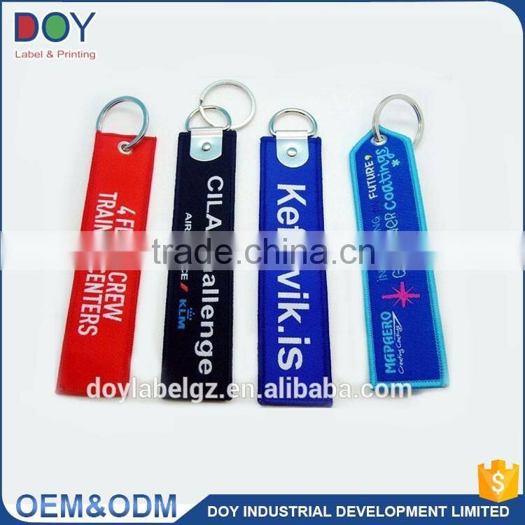 Wholesale high quality custom logo design Keychain type remove before fright embroidery keychain