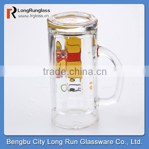 LongRun 13oz cartoom sprinting glass mug with lid