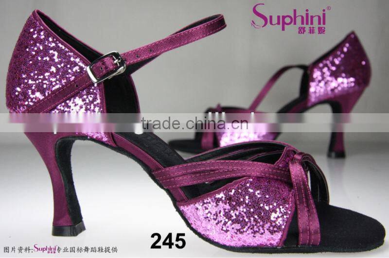 Elegance purple glitter women ballroom dance shoes