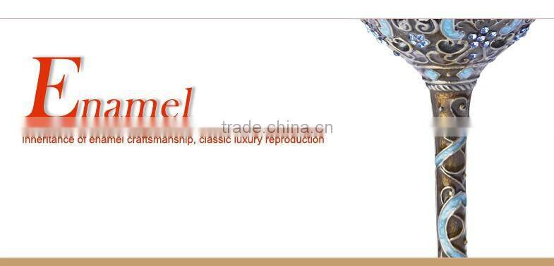 RORO Classic Pattern enamel home decoration pewter design craft goblet crystal red wine glass set