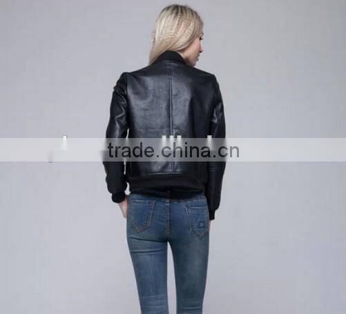 2015 High Quality Factory Sale Short Ladies Coat Custom Casual Winter Warm Sexy Leather Coat
