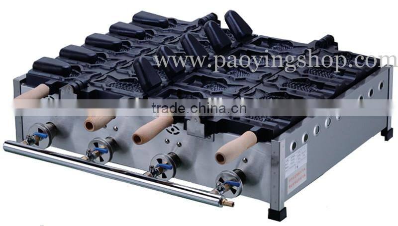 (3 in 1) 10pcs Fish Waffle Commercial Use Non-stick LPG Gas Ice Cream Taiyaki Machine + Batter Dispenser + Stuffing Scoop