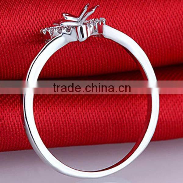 Wholesale zircon heart design bowknot design 925 sterling silver rings