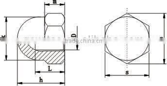 DIN1587 hex Dome nut with zinc plated