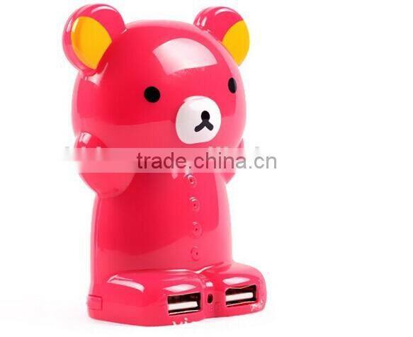 Hot selling best quality new design with CE,FCC,ROHS teddy bear power bank 1200/1900/2200/2600mah