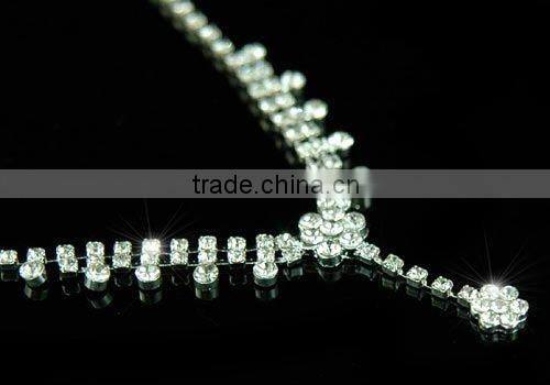 Bridal Dangle Flower Crystal Necklace Earrings Set CS1134