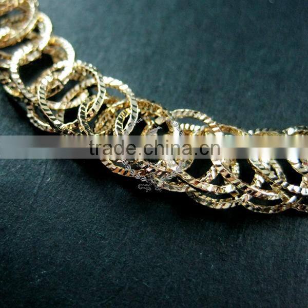 19cm 14K light gold plated brass faceted round circle link fashion DIY bracelet supplies 1900073