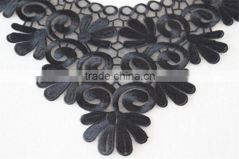 fashion neckline design embroidery guipure lace collar black applique