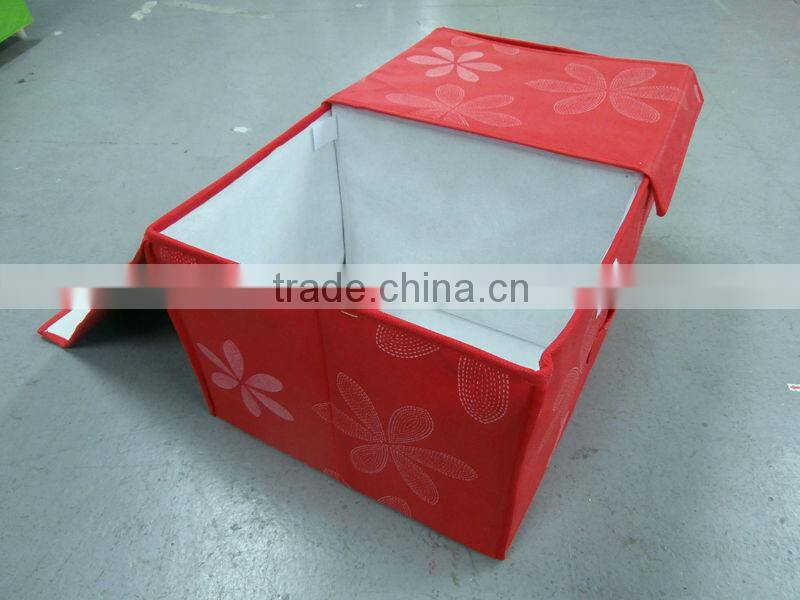 multipurpose high quality non woven foldable storage box red flower print