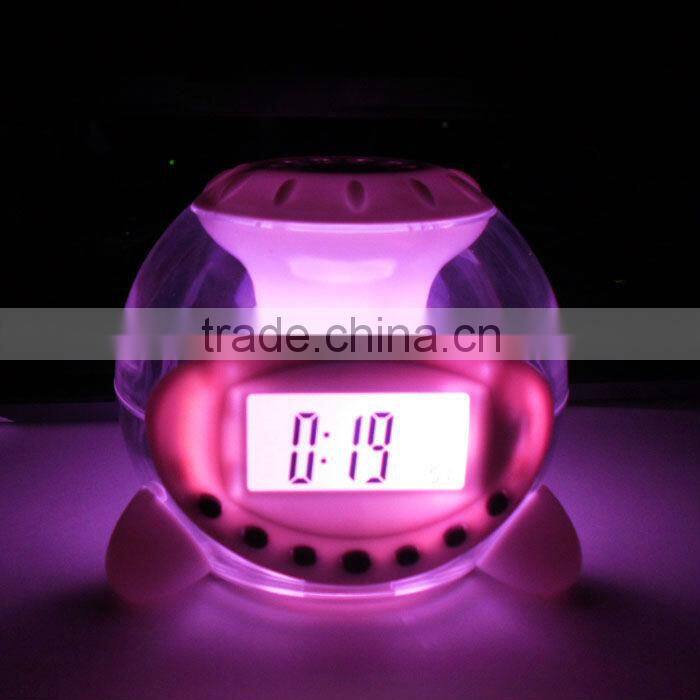 office&school promotional item gift 7 color light alarm clock with nature sound