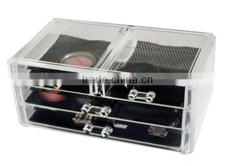 Wholesale Facotry Price 2-Tier Acrylic Cosmetic and Makeup Storage Case Organizer for acrylic drawer storage organizer