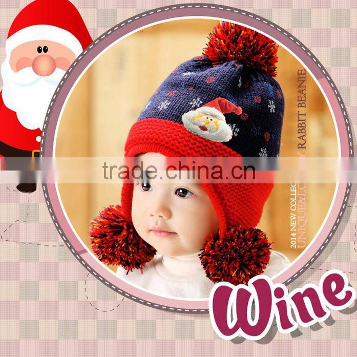 Korean Fashion Handmade Crochet Santa Hat Baby Boy Girls Chirstmas Knitted Beanie Warm Hats