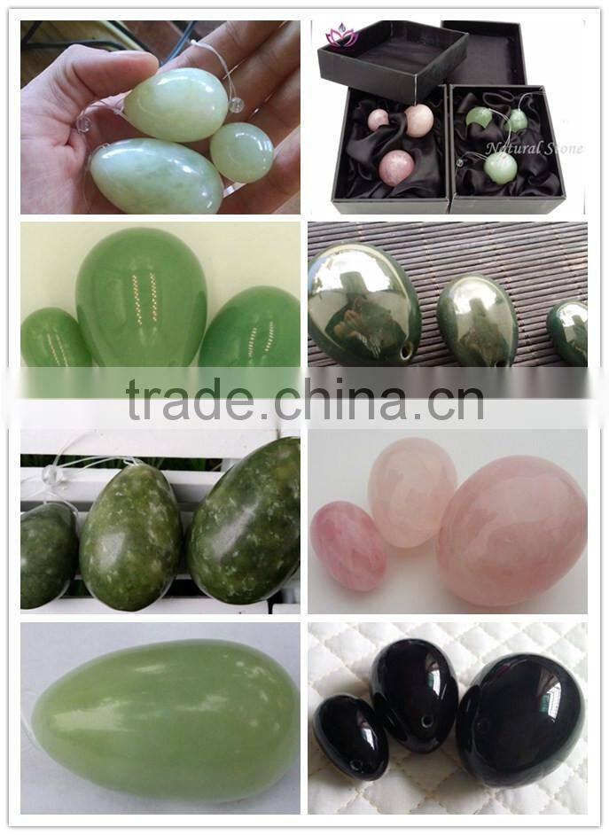 3/set natural green Xiuyan jade stone eggs woman vaginal exercise kegel eggs yoni jade eggs with drilled hole