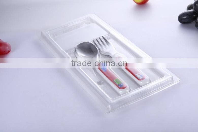 Elegent and Hight Quality Plastic Handle Spoon Fork Baby Cutlery Set