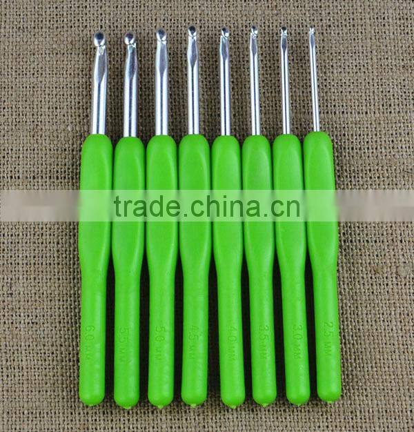 2015 New plastic handle crochet hook set, knitting needle crochet hook