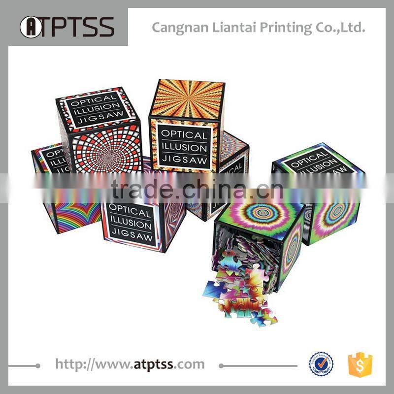 New design Six-Sided wooden cube puzzle for kids LF 4018 with wild animals topic jigsaw